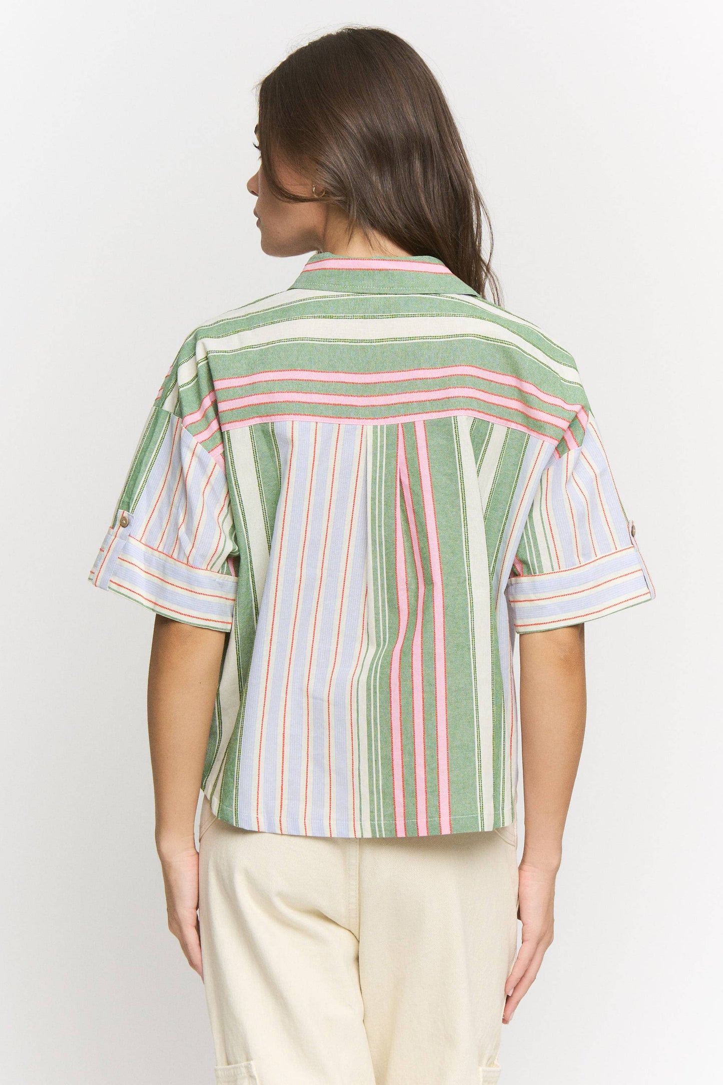 Multi Striped Cotton Button Down (S to 3X)