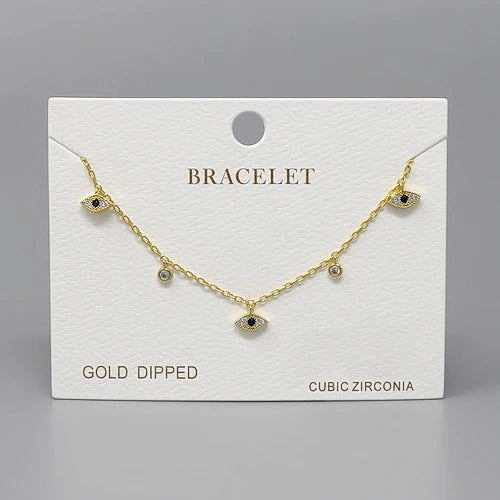 Evil Eye CZ Pave Charm Bracelet