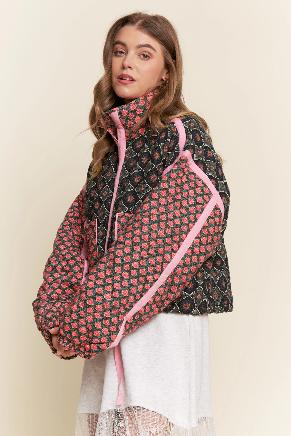 Rose Pattern Quilted Jacket