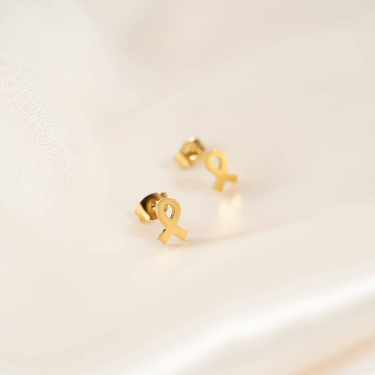 Breast Cancer Awareness Ribbon Stud Earrings