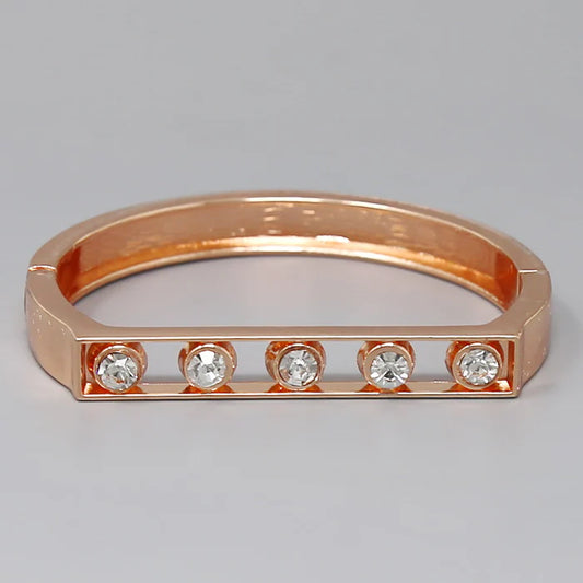 Glass Stone Embellished Metal Cuff Bracelet
