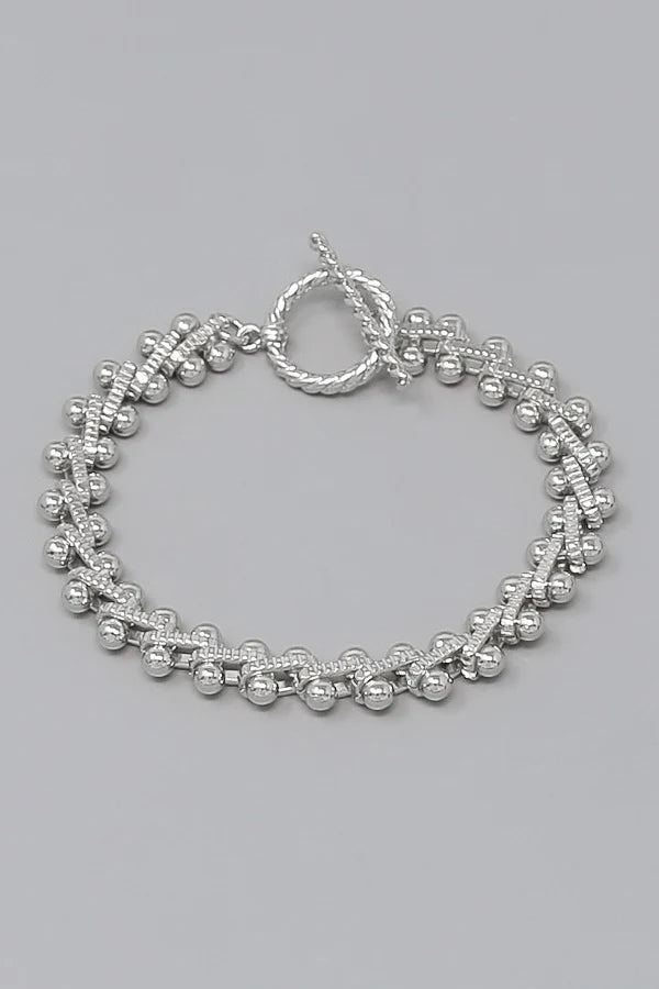 Textured Ball Link Chain Bracelet