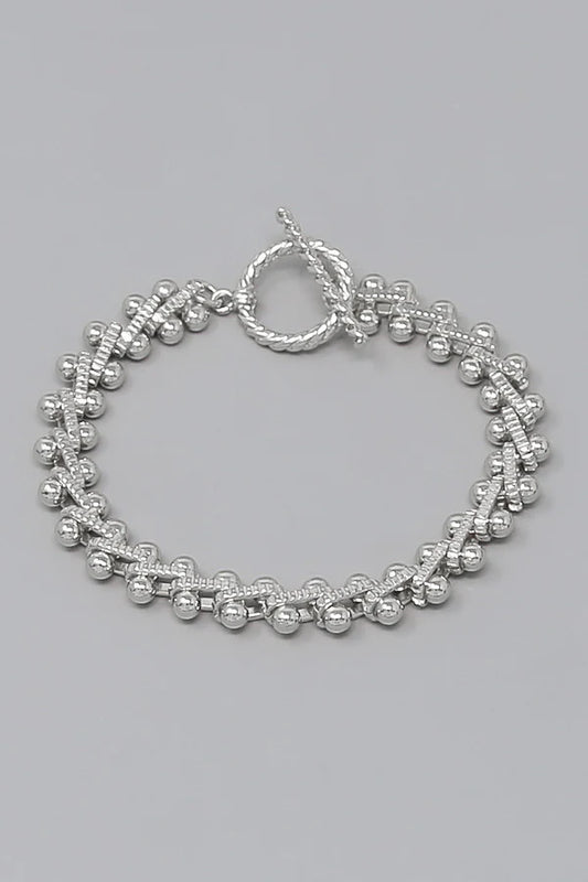 Textured Ball Link Chain Bracelet