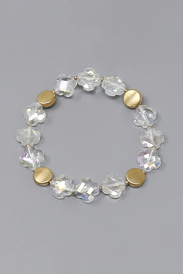 Clover Glass Beaded Stretch Bracelet