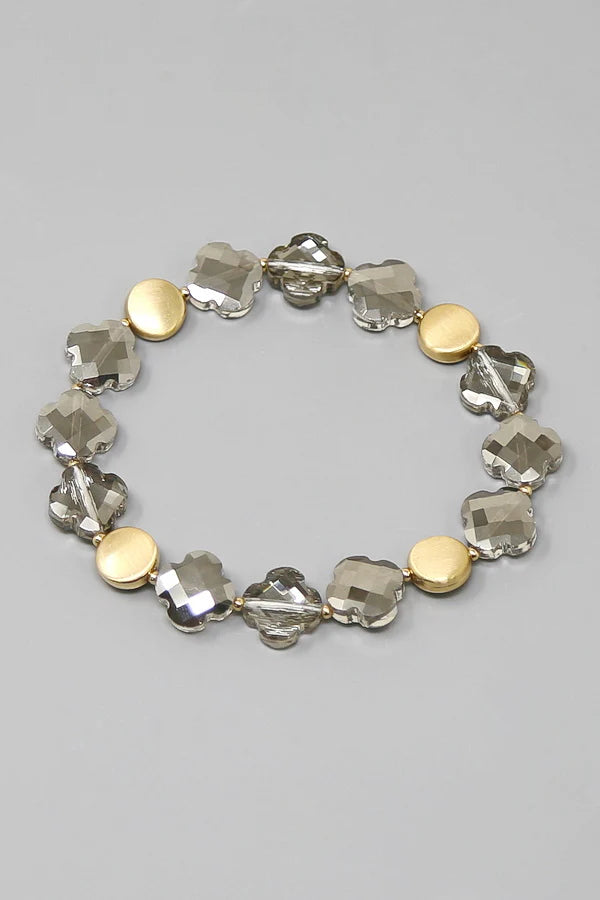 Clover Glass Beaded Stretch Bracelet