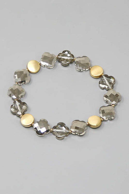 Clover Glass Beaded Stretch Bracelet