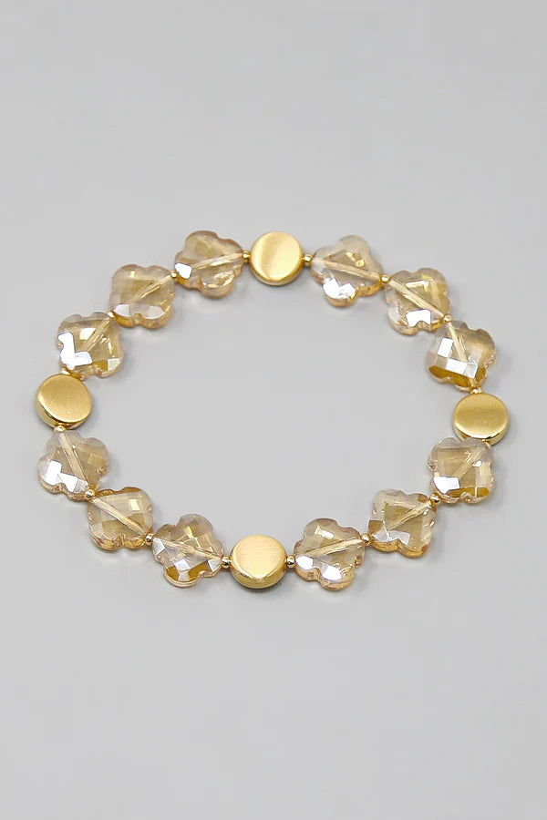 Clover Glass Beaded Stretch Bracelet