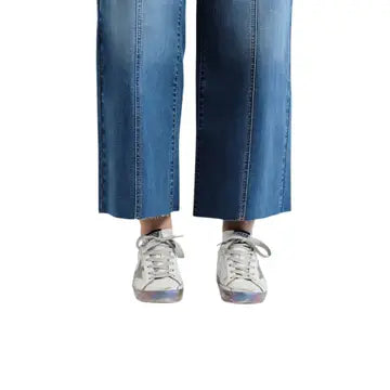 27" Cropped Wide Leg Jeans w/ Braided Waistband in Bolt