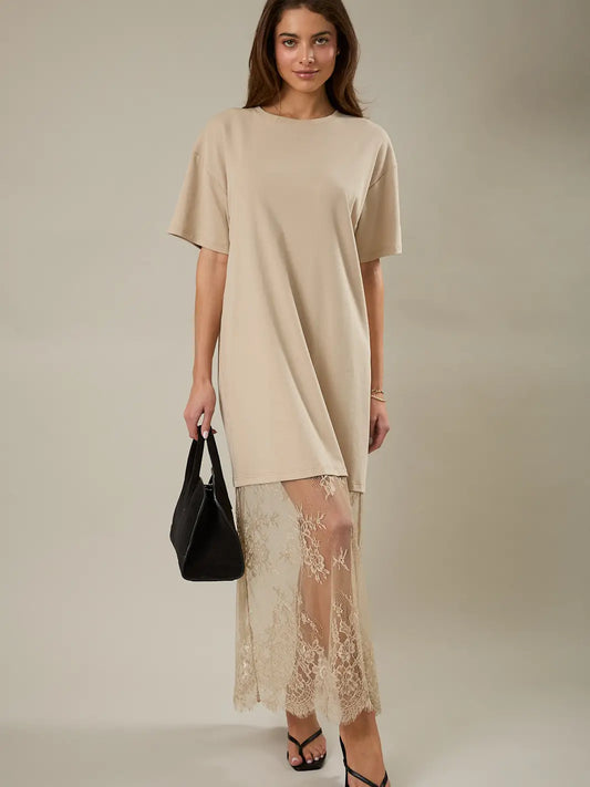 Lace Slip Tshirt Dress