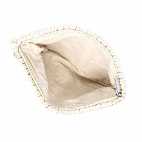 Cream Macrame Clutch with Tassel