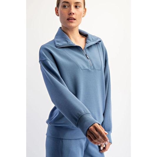 Quarter Zip Mock Neck Pullover