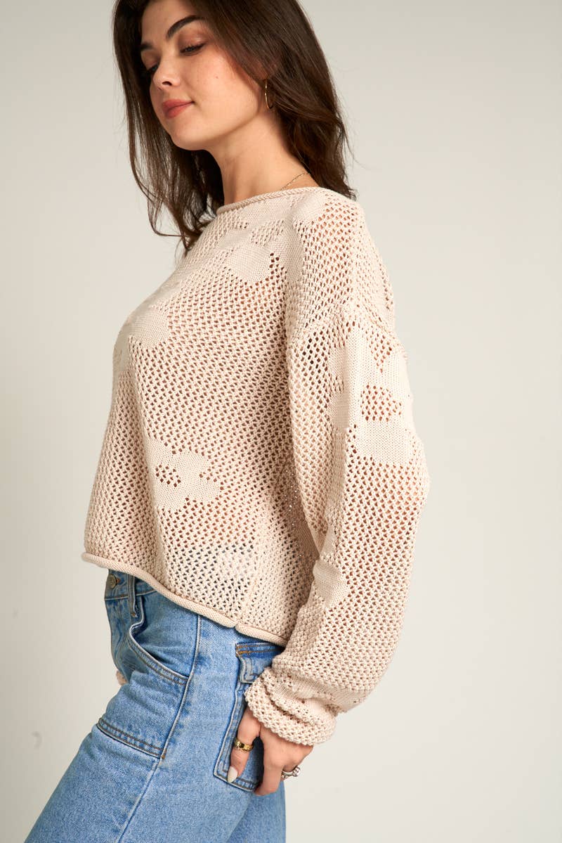 Flower Pattern Crochet Sweater