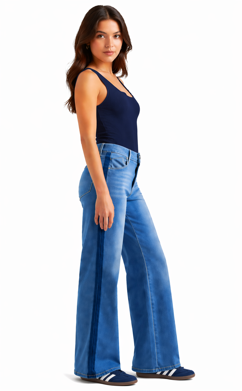 30" Better Butter Wide Leg Jean w/ Shadow Masking Stripe