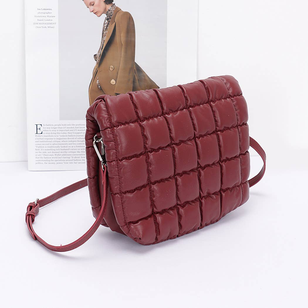 Quilted Faux Leather Padded Flap Bag