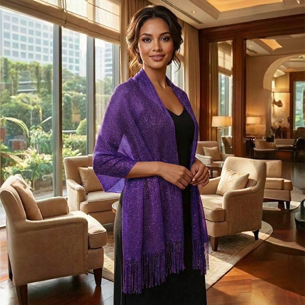 Shimmering Fringe Evening Shawl Scarf