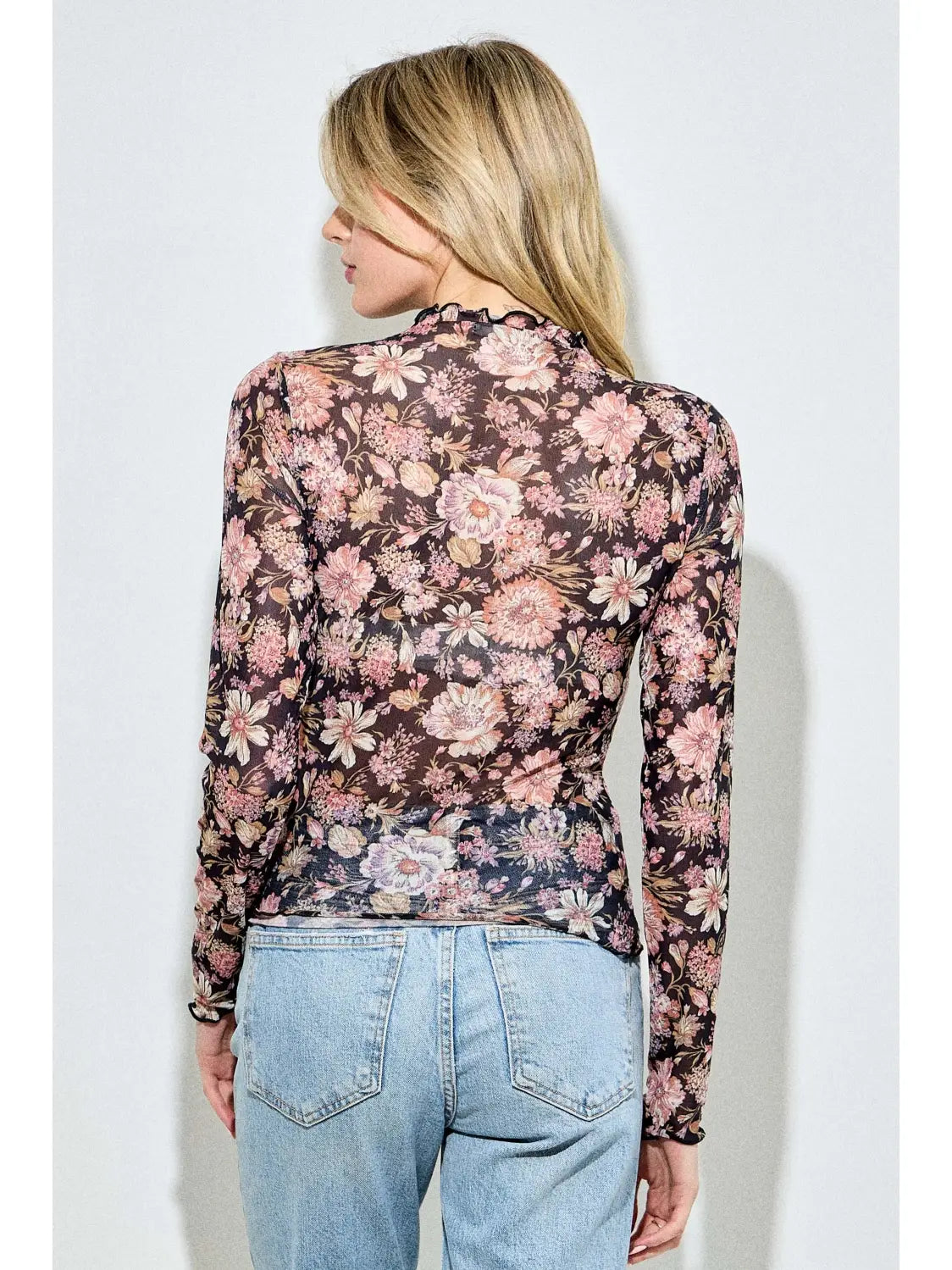 Floral Printed Mesh Top