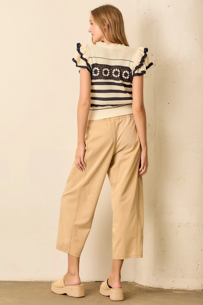 Cropped Straight Leg Pant with Drawstring