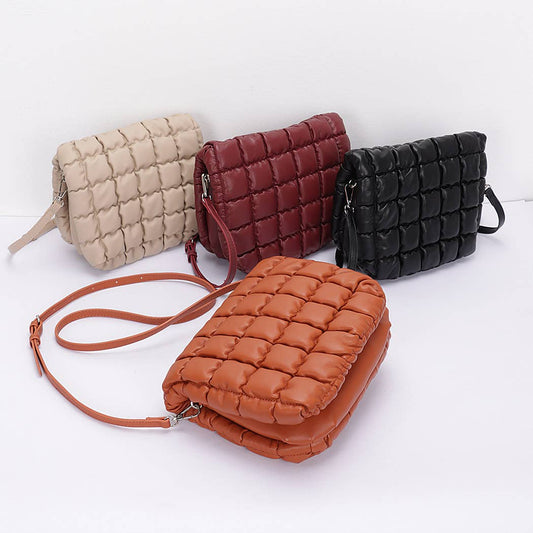 Quilted Faux Leather Padded Flap Bag
