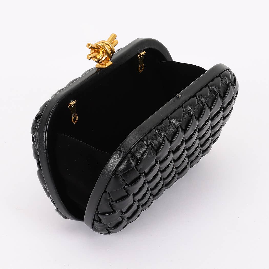 Faux Leather Braided party Clutch