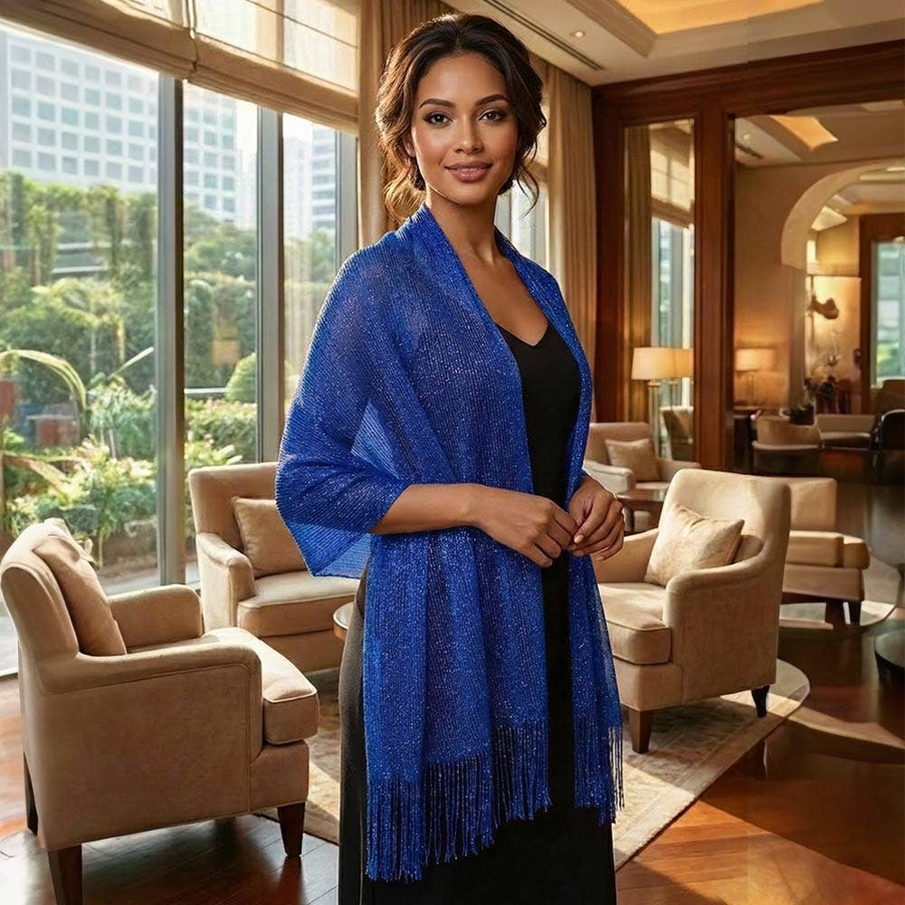 Shimmering Fringe Evening Shawl Scarf