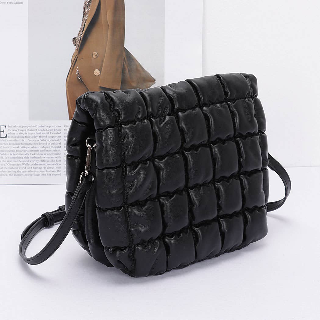 Quilted Faux Leather Padded Flap Bag
