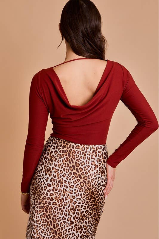 Long Sleeve Back Cowl Bodysuit