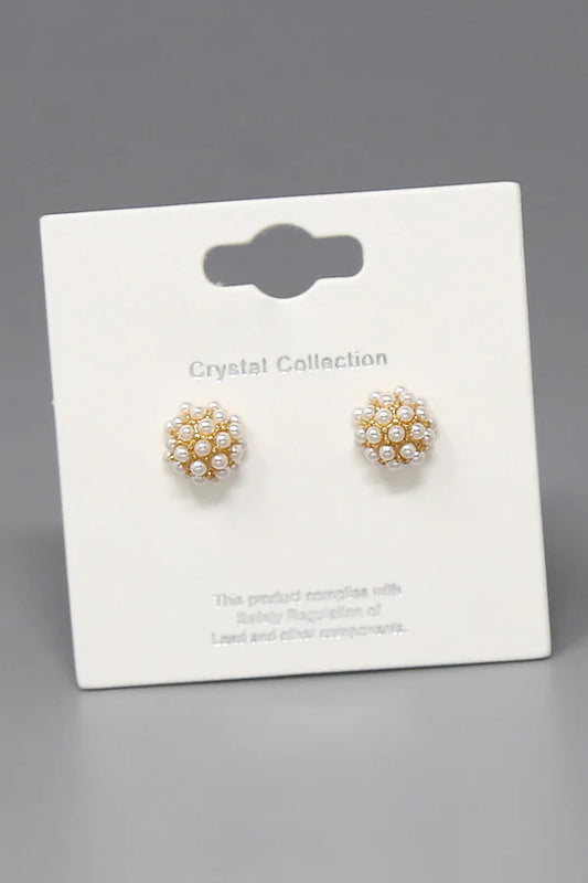 Pearl Pave Stud Earrings