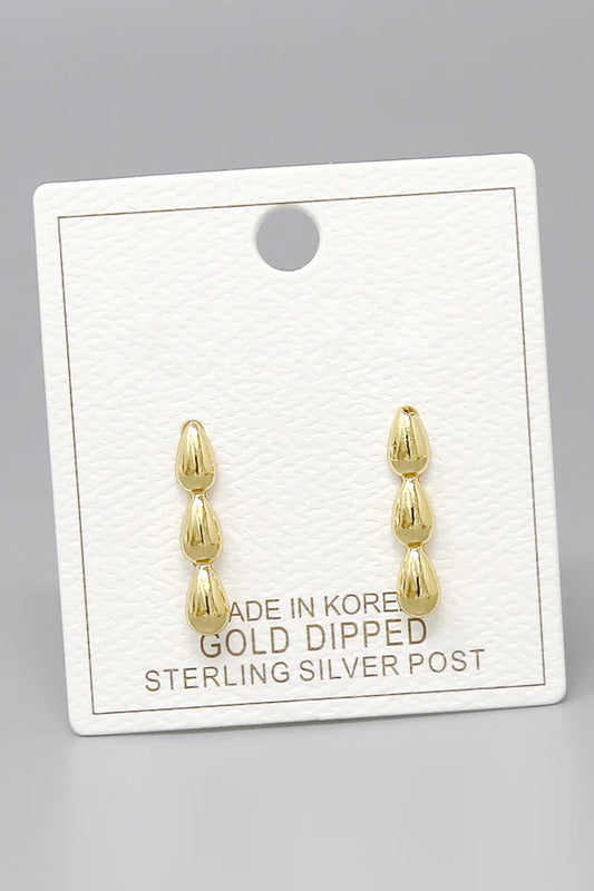 Triple Teardrop Gold Dipped Earrings