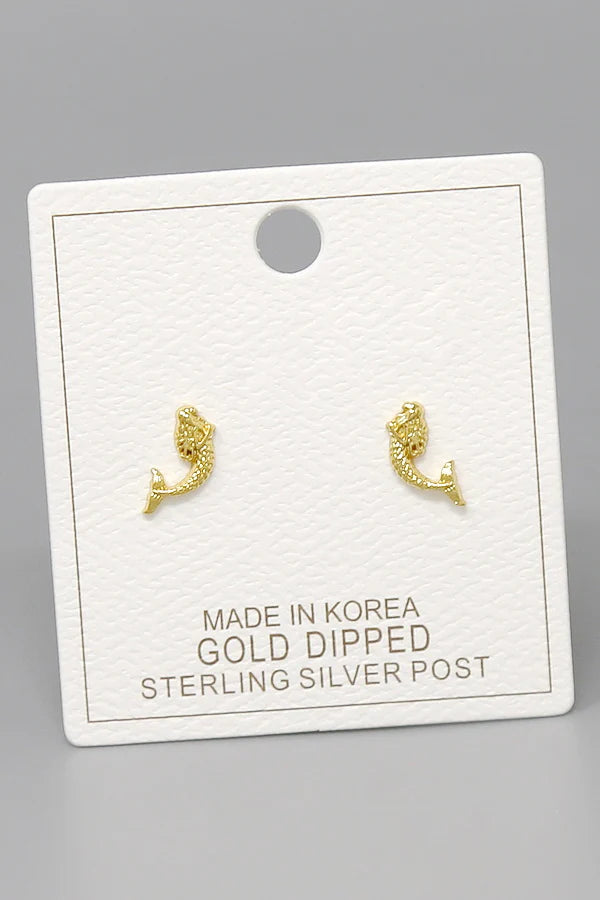 Little Mermaid Gold Dipped Stud Earrings
