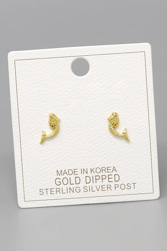 Little Mermaid Gold Dipped Stud Earrings