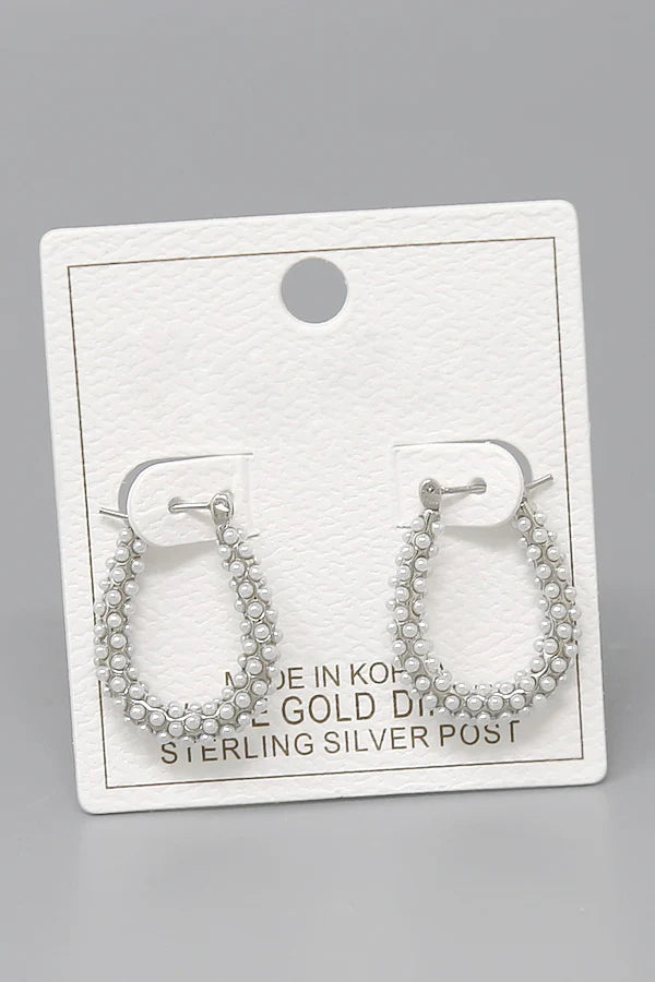 Pearl Embellished Gold Dipped Hoop Earrings