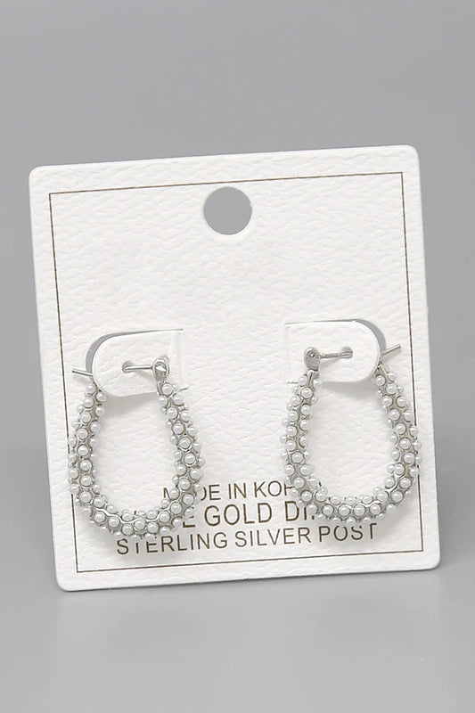 Pearl Embellished Gold Dipped Hoop Earrings