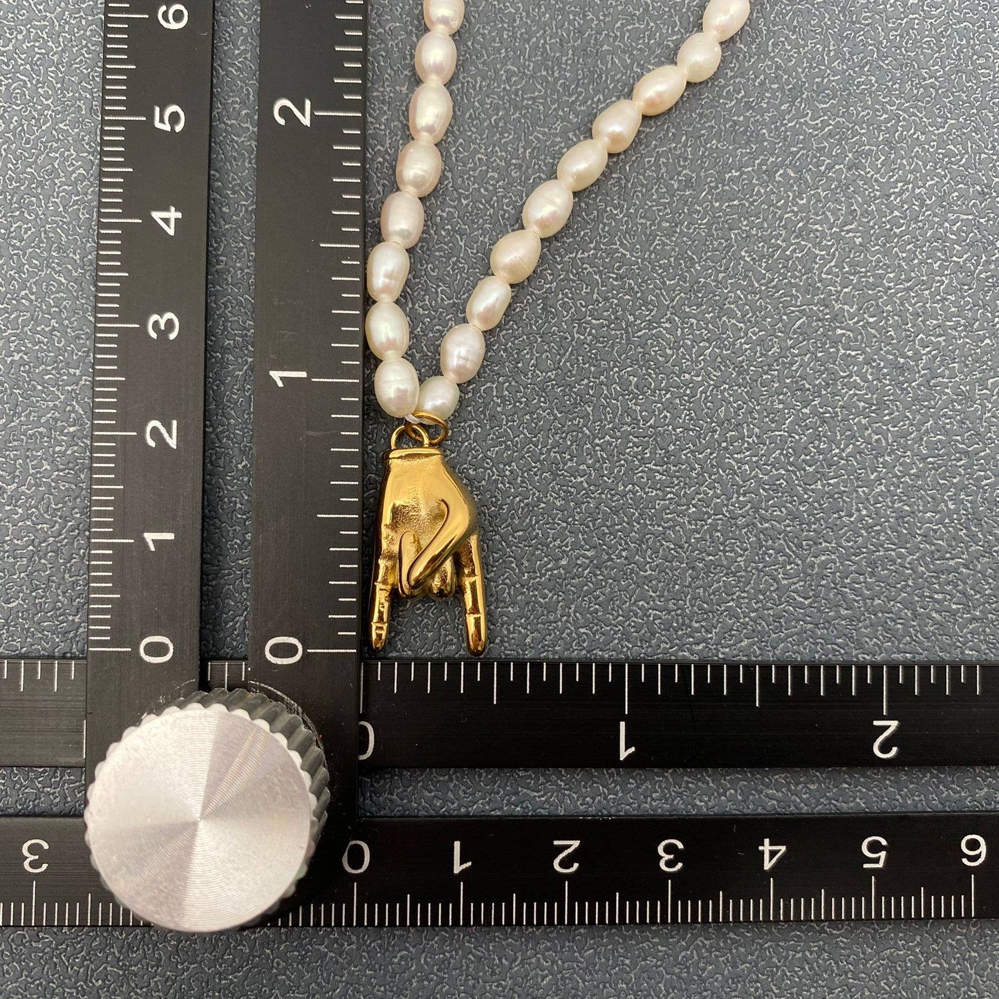 FGS - Rock & Roll Gesture Charm Pearl Beaded Necklace