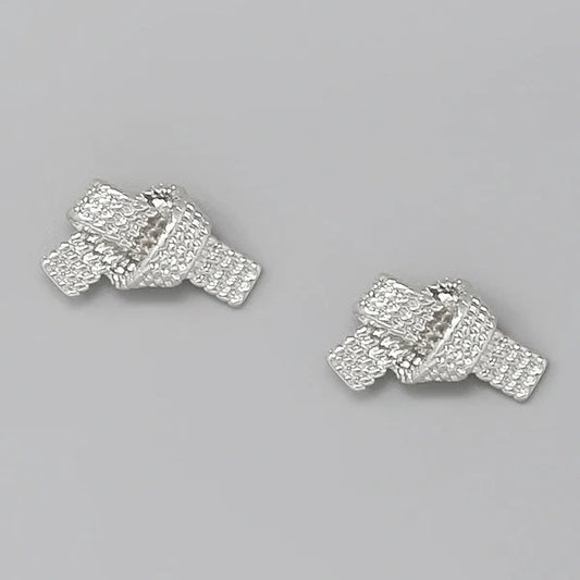 Knot Textured Metal Stud Earrings