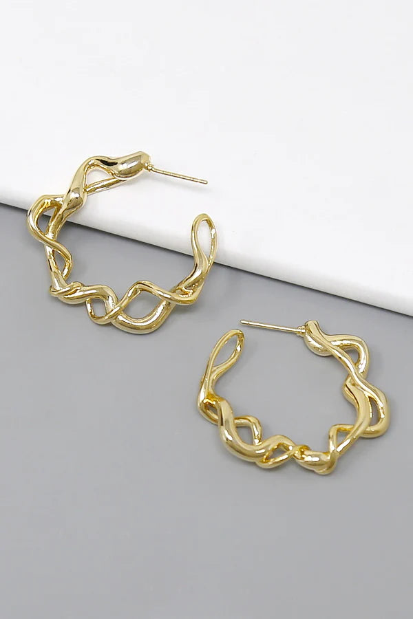 Twisted Wire Metal Hoop Earrings