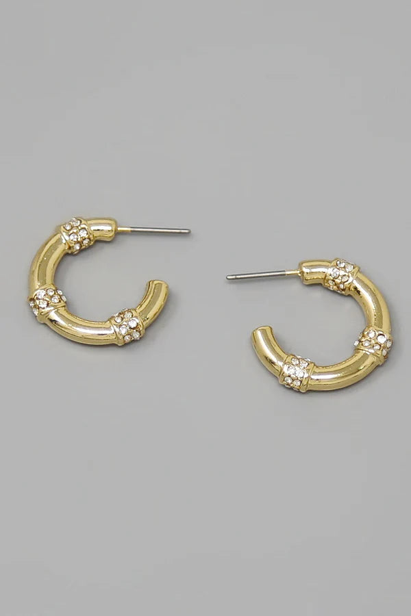 Pave Tube Mini Hoop Earrings