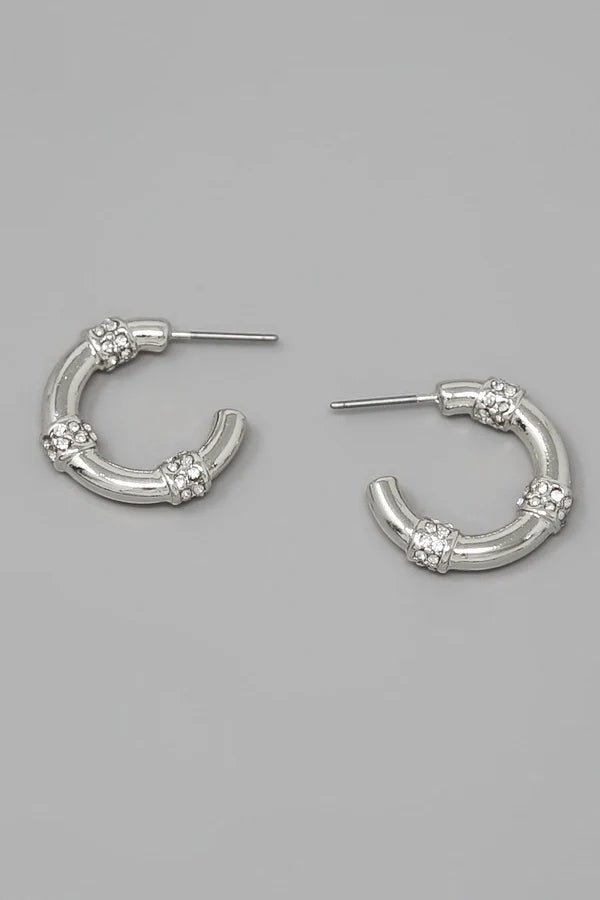 Pave Tube Mini Hoop Earrings