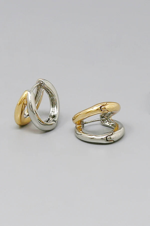 Two Tone Double Hoop Earrings