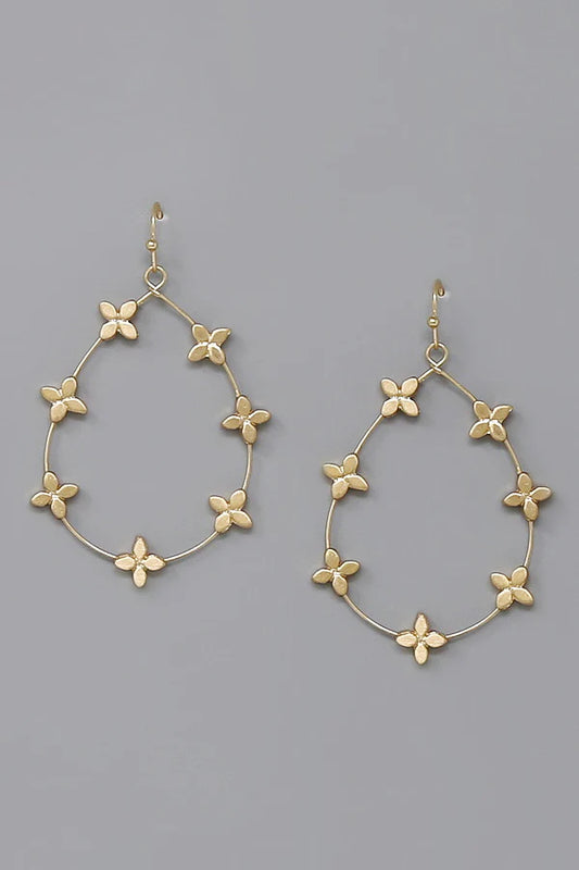 Flower Station Teardrop Hoop Earrings