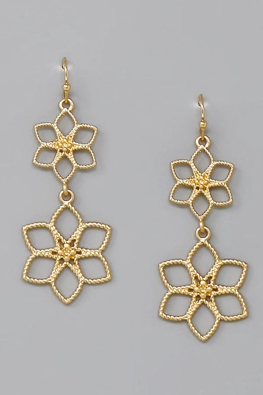 Flower Lace Linked Drop Earrings