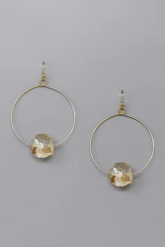 Glass Stone Hoop Dangle Earrings