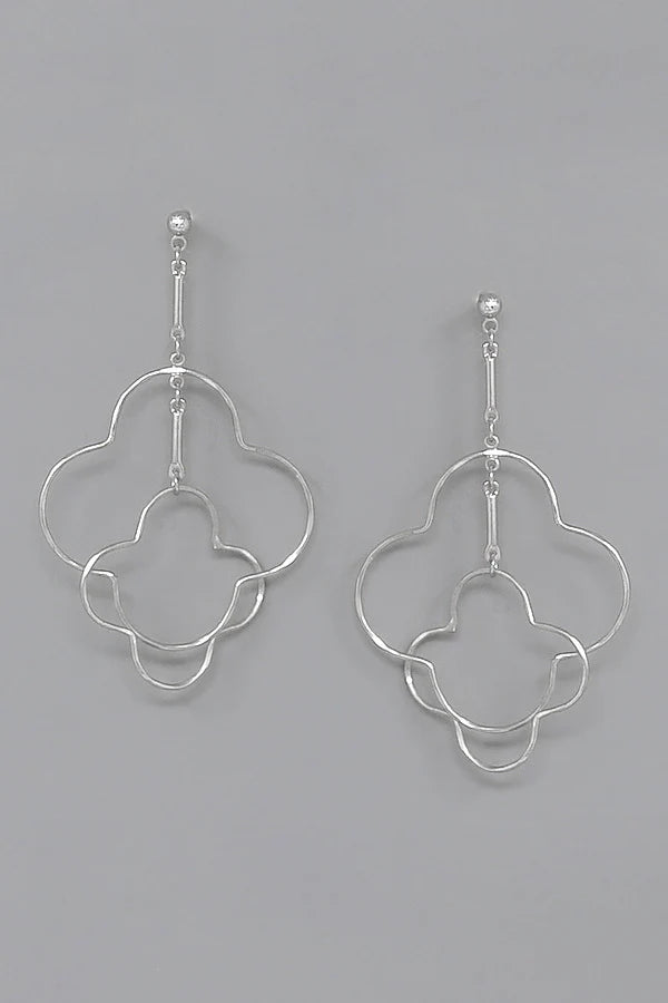 Double Floral Hoop Dangle Earrings