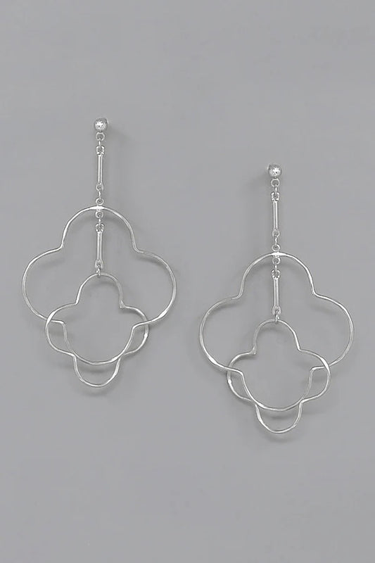 Double Floral Hoop Dangle Earrings