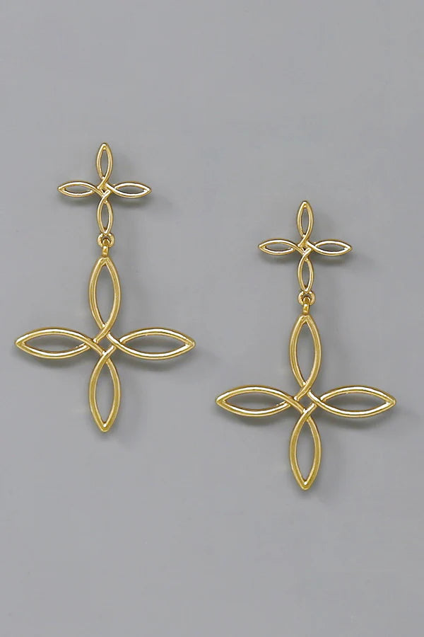 Wired Flower Metal Drop Earrings