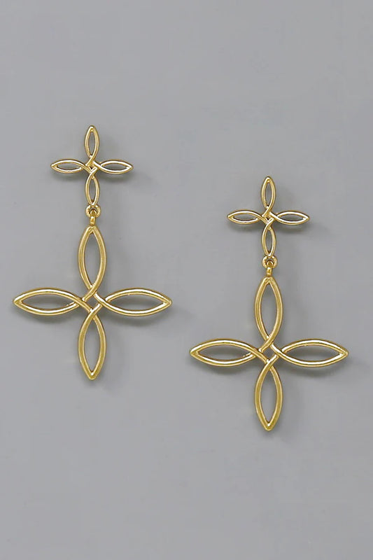 Wired Flower Metal Drop Earrings