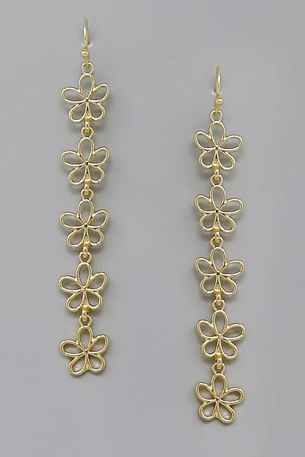 Floral Linked Dangle Earrings