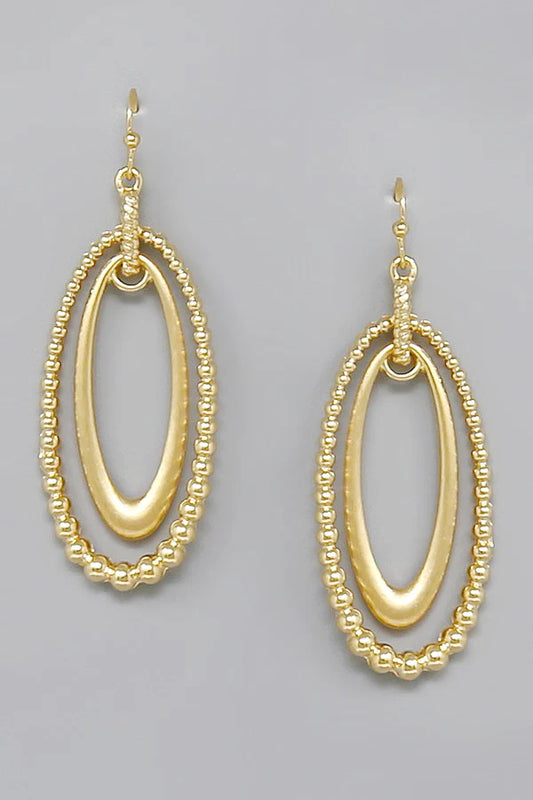 Beaded Double Oval Hoop Drop Earrings