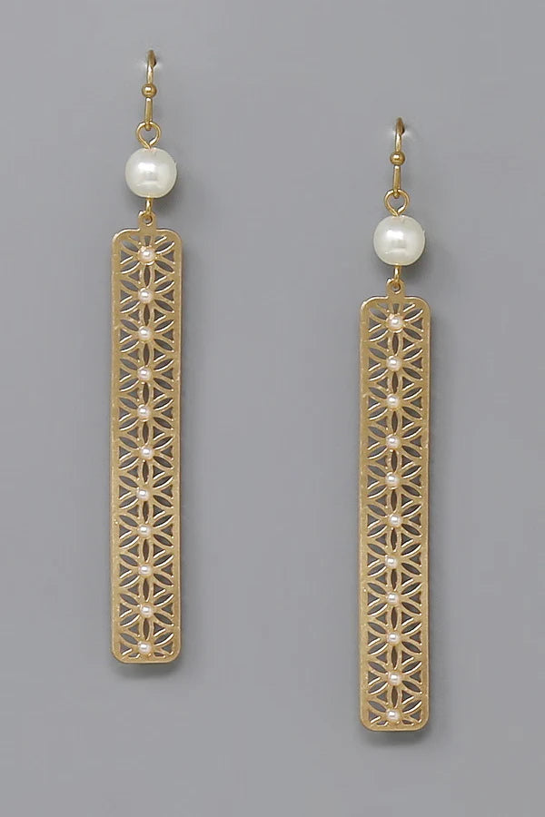 Pearl Embellished Filigree Drop Earrings