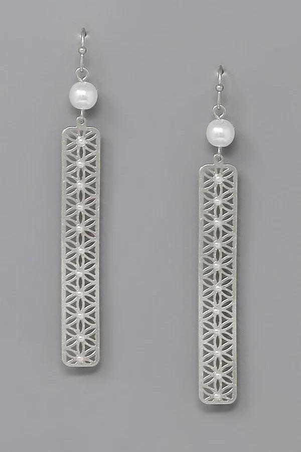 Pearl Embellished Filigree Drop Earrings