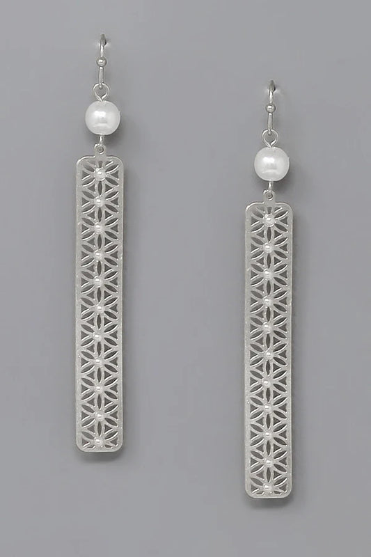 Pearl Embellished Filigree Drop Earrings
